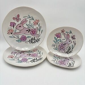 Eli + Ana Easter Herman Bunny Floral Dinner and Salad Plates Decorative Kitchen